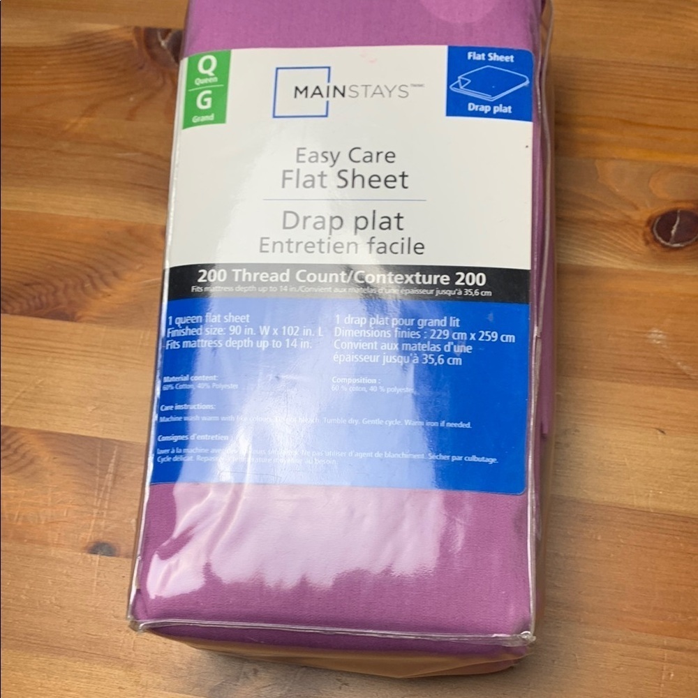 Cotton Polyester Lavender Flat Sheet Twin